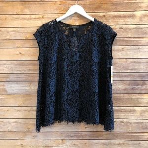 Karen Kane Blue Lace Flare Top Size S NWT